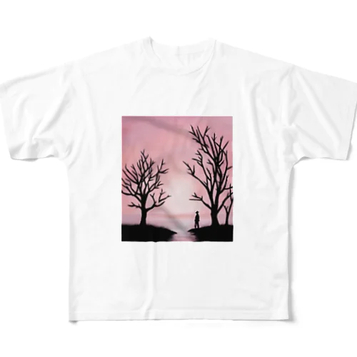 鮮やかなピンクが背景のかわカッコイイグッズ！ All-Over Print T-Shirt