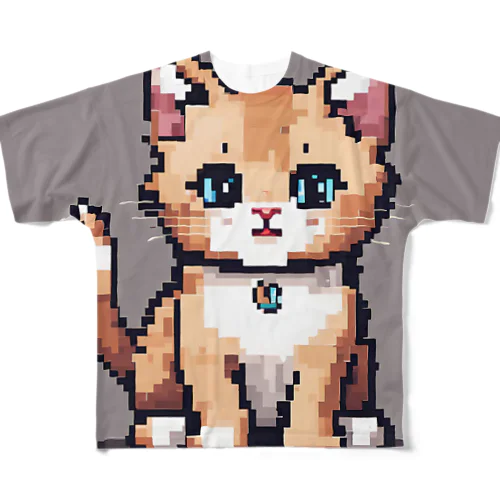 ドット巨大ねこのグッズ フルグラフィックTシャツ