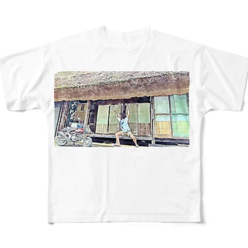 バイクに威嚇する男 All-Over Print T-Shirt