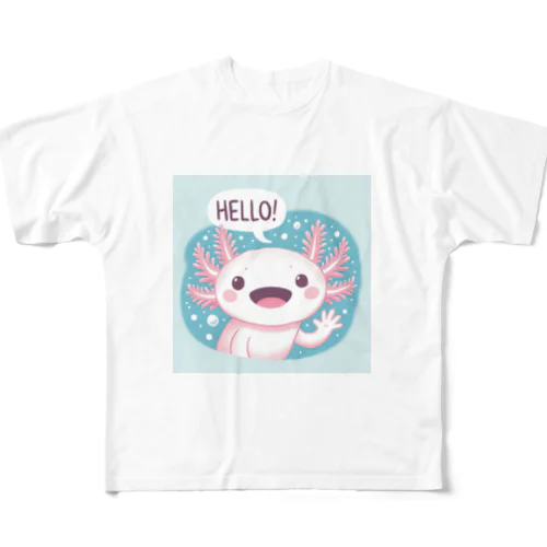 HELLO!ウーパールーパー All-Over Print T-Shirt