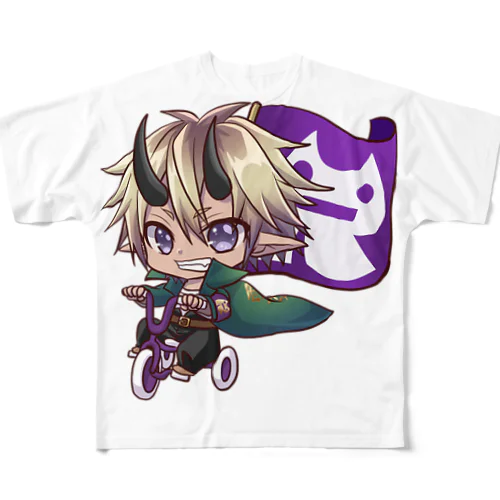 ロキロキ団三輪車アバ雷炎ちゃん フルグラフィックTシャツ