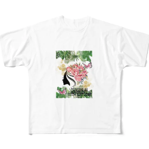 LIVING IN HARMONY WITH NATURE フルグラフィックTシャツ