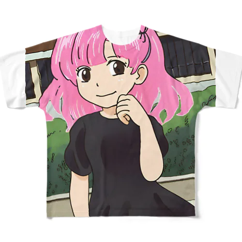 ピンク髪の少女③ フルグラフィックTシャツ