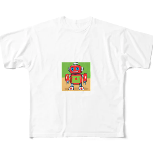 青森　 "津軽のりんごガードロボット" フルグラフィックTシャツ