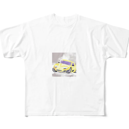人気！水彩画風スポーツカー All-Over Print T-Shirt