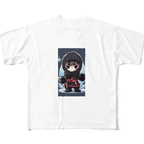 とっても小さな忍者さんのキュートなイラスト入り All-Over Print T-Shirt