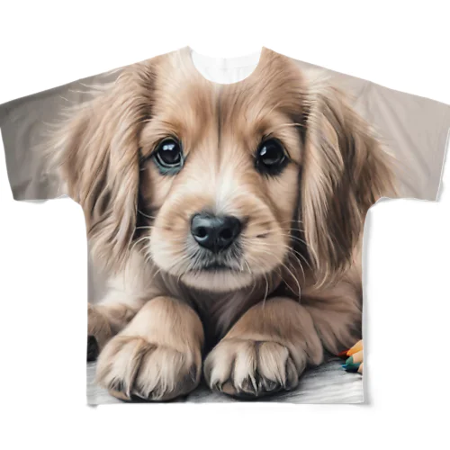 つぶらな瞳の可愛い子犬② All-Over Print T-Shirt