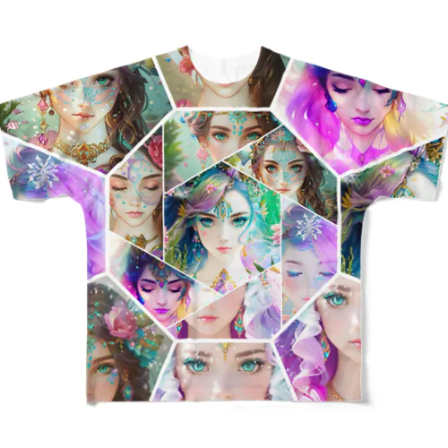 universal princess &mermaid AI version フルグラフィックTシャツ