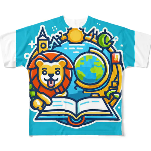 ライオンが楽しく学習 All-Over Print T-Shirt