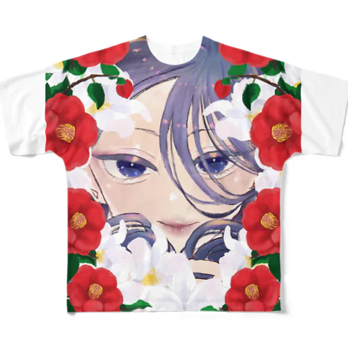 花の女神（椿とカトレア） フルグラフィックTシャツ