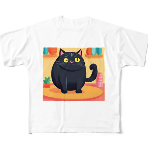 ぽて黒猫 All-Over Print T-Shirt