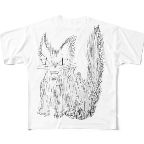 怒ってる猫 フルグラフィックTシャツ