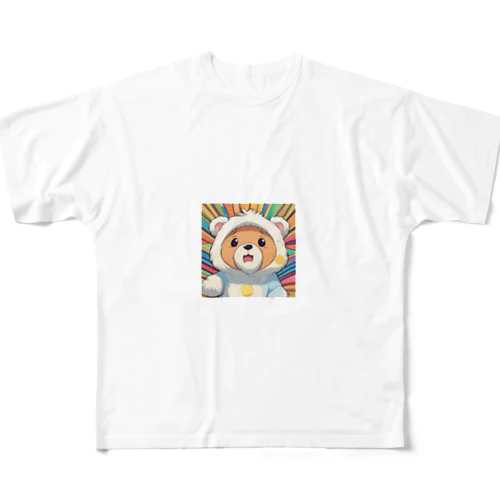 被りものクマちゃん All-Over Print T-Shirt