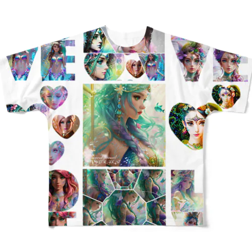 universal princess and mermaid2023 フルグラフィックTシャツ