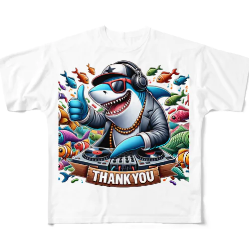 DJシャーク(thank you) フルグラフィックTシャツ