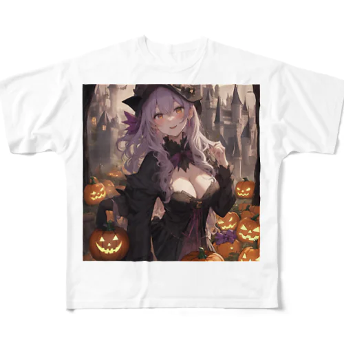 ハロウィン魔女 フルグラフィックTシャツ