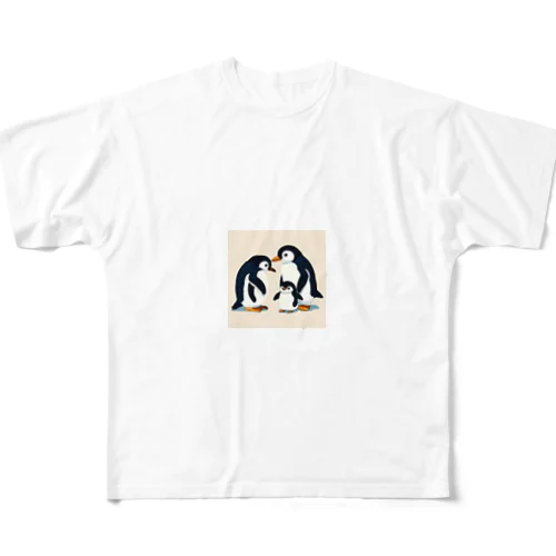 ペンギン親子 フルグラフィックTシャツ