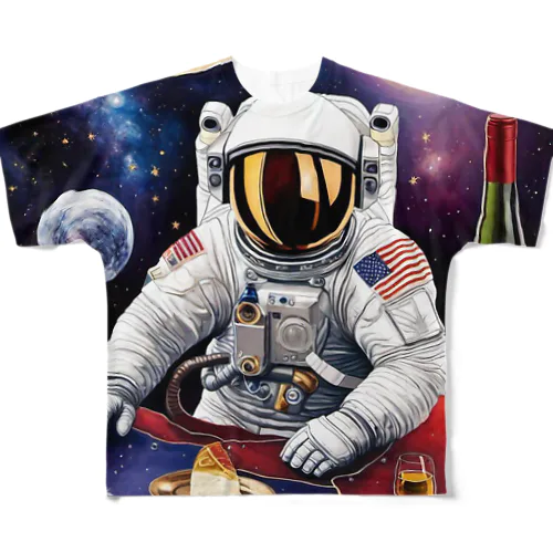 宇宙空間に合うワイン フルグラフィックTシャツ