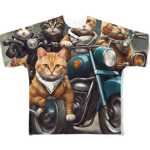 猫の暴走族 フルグラフィックTシャツ