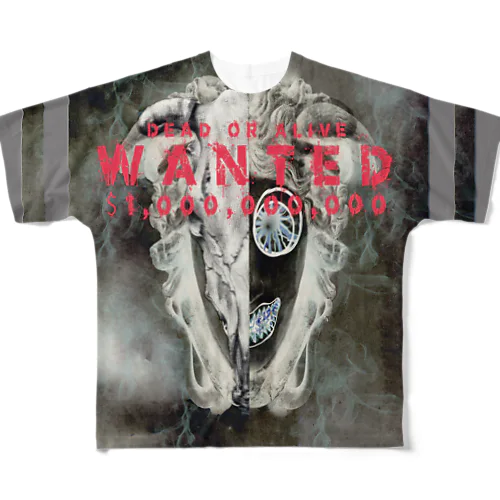 WANTED-Ⅲ 「dead or alive」$1,000,000,000 フルグラフィックTシャツ