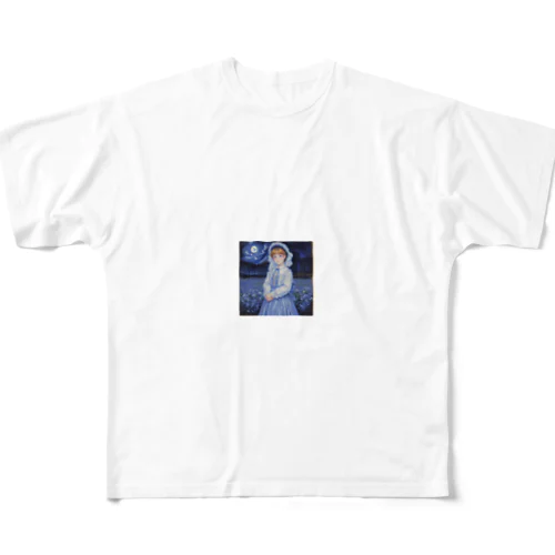 月と共に輝く美女 All-Over Print T-Shirt