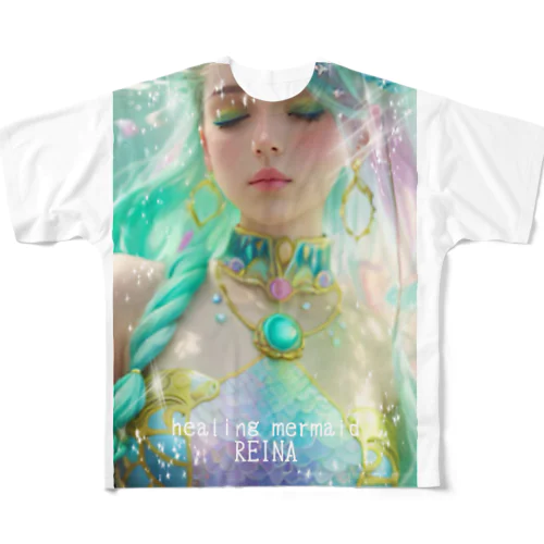 healing mermaid  REINA フルグラフィックTシャツ