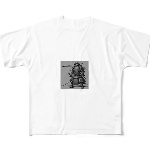 渋い 侍 フルグラフィックTシャツ