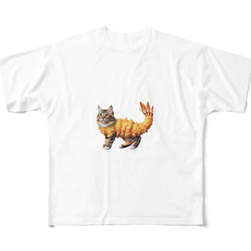 天ぷら猫 フルグラフィックTシャツ