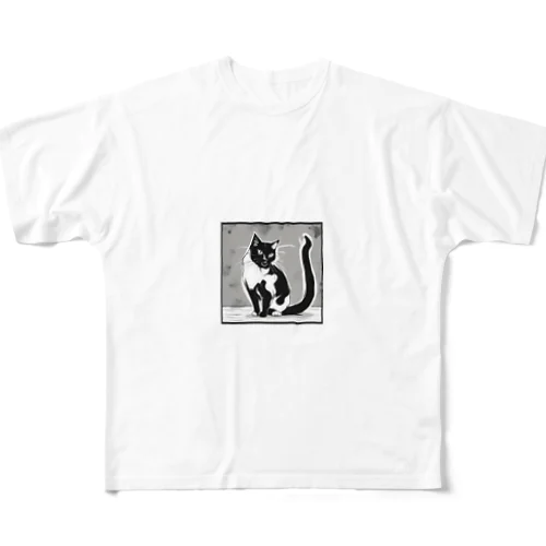 怖かわ猫 All-Over Print T-Shirt