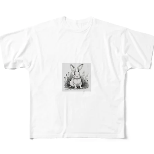 休んでいるウサギ All-Over Print T-Shirt