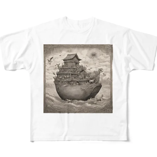 箱舟【銅版画】 フルグラフィックTシャツ