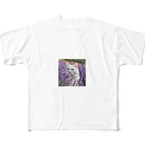 ラベンダー猫 All-Over Print T-Shirt