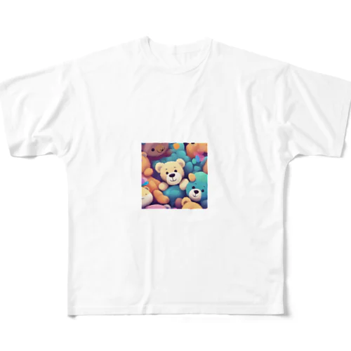 たくさんの熊のぬいぐるみ フルグラフィックTシャツ