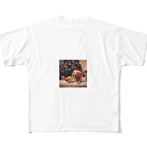 クリスマスを満喫する犬 All-Over Print T-Shirt