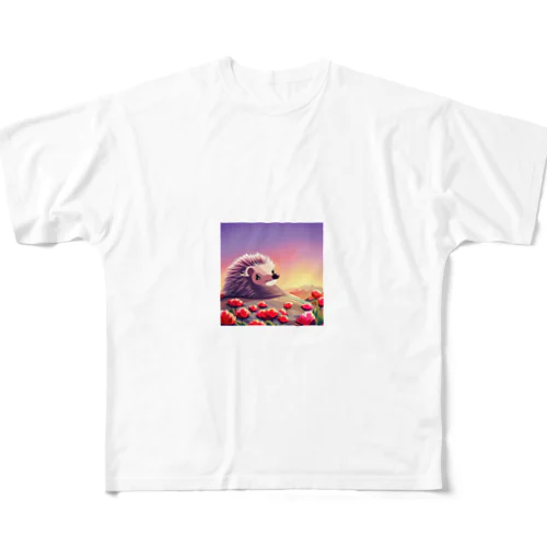 ドット絵ハリネズミ フルグラフィックTシャツ