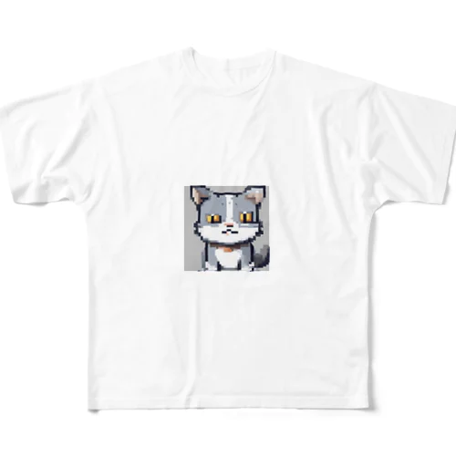 ドット絵ハイイロネコ All-Over Print T-Shirt