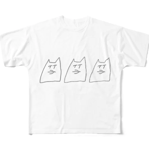 ねこちゃう フルグラフィックTシャツ