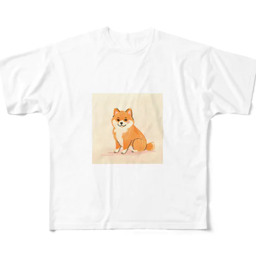 ふさふさな柴犬 フルグラフィックTシャツ