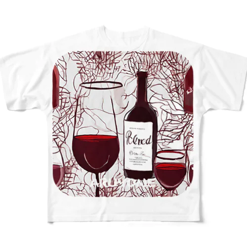 赤ワイン フルグラフィックTシャツ