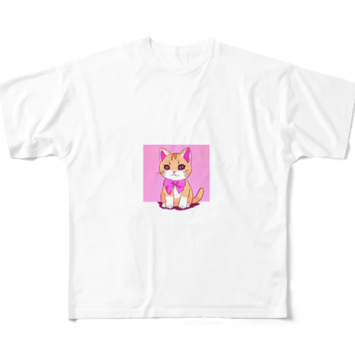 リボン猫ちゃん フルグラフィックTシャツ