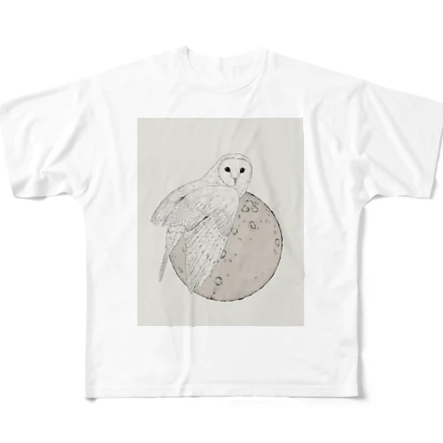 月とめんふくろうと フルグラフィックTシャツ