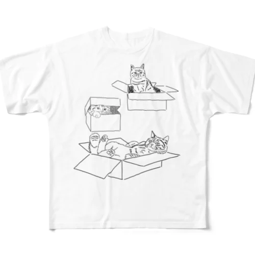 箱の中の猫達 フルグラフィックTシャツ