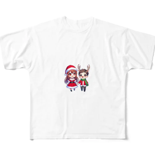 サンタ子ちゃんと鹿くん All-Over Print T-Shirt