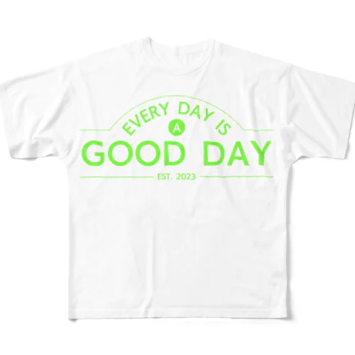 日日是好日（ライムグリーン） フルグラフィックTシャツ