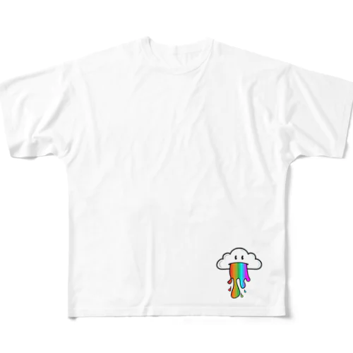 かわいい雲が虹を架ける フルグラフィックTシャツ