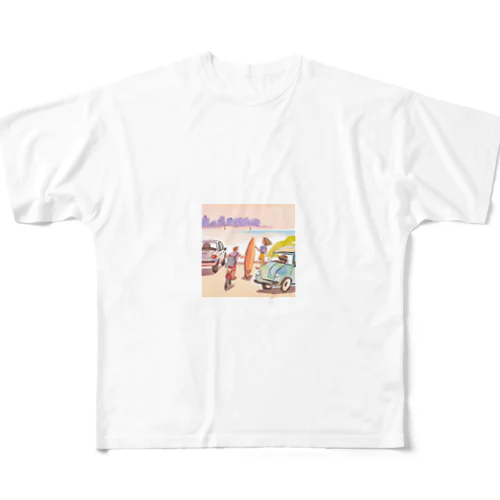 海辺のサーファーたち All-Over Print T-Shirt