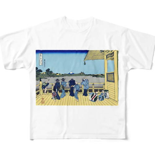 北斎「富嶽三十六景㊱　五百らかん寺さざゐどう」葛飾北斎の浮世絵 All-Over Print T-Shirt