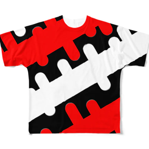 ツギハギW-B-R All-Over Print T-Shirt