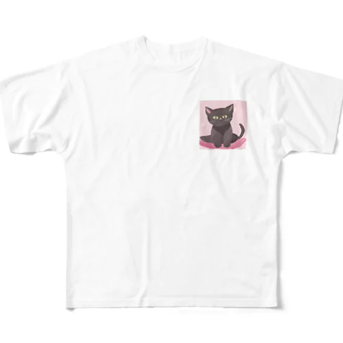 黒猫ちゃん All-Over Print T-Shirt