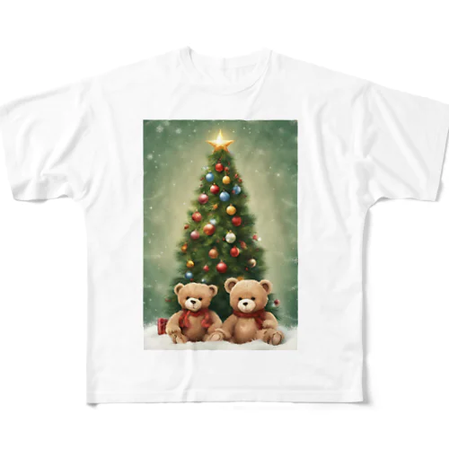 テディーベア兄弟のクリスマス フルグラフィックTシャツ